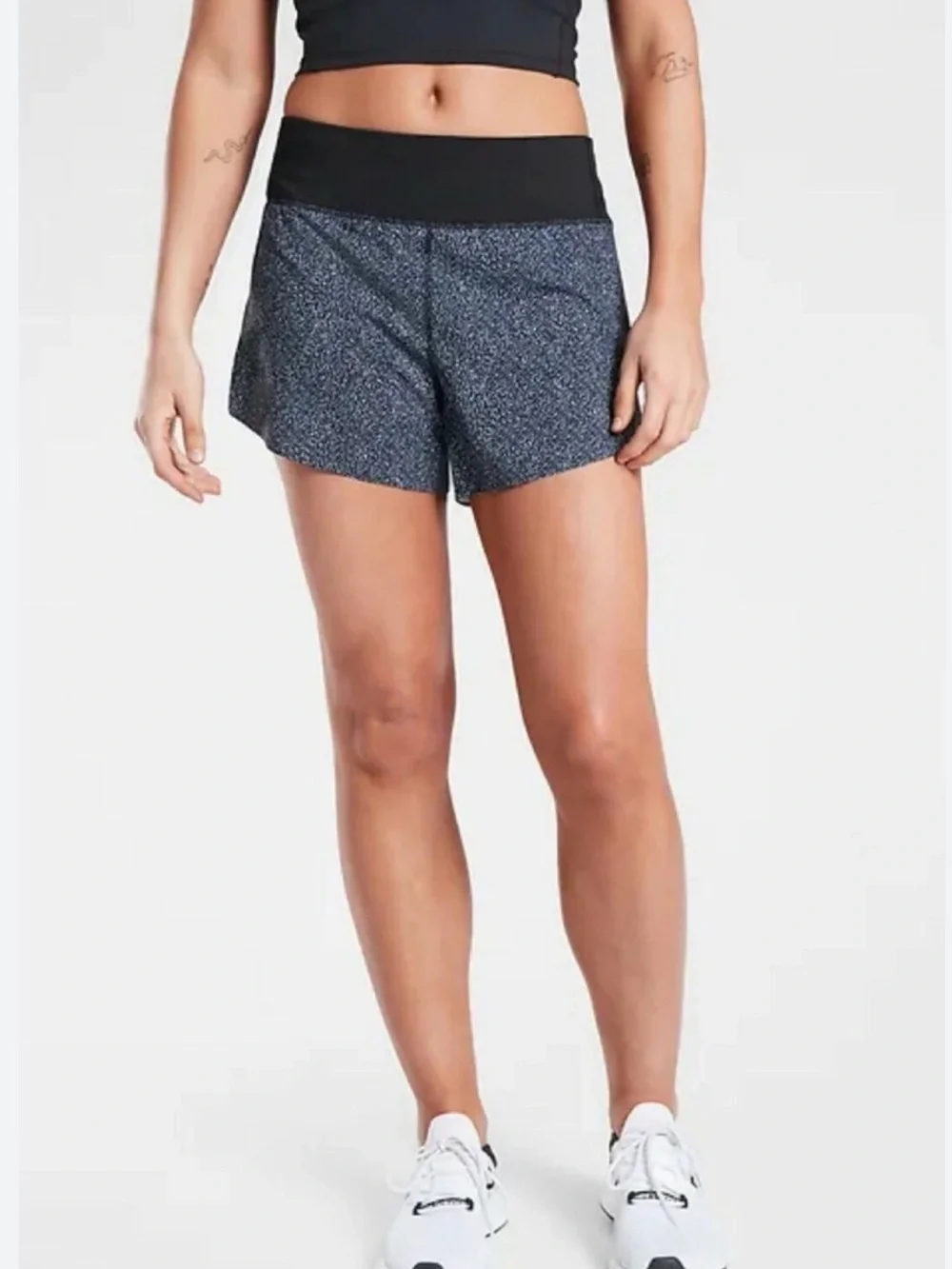 Athleta Printed Run With It Short 3" Black Static Shorts M - Picture 1 of 5